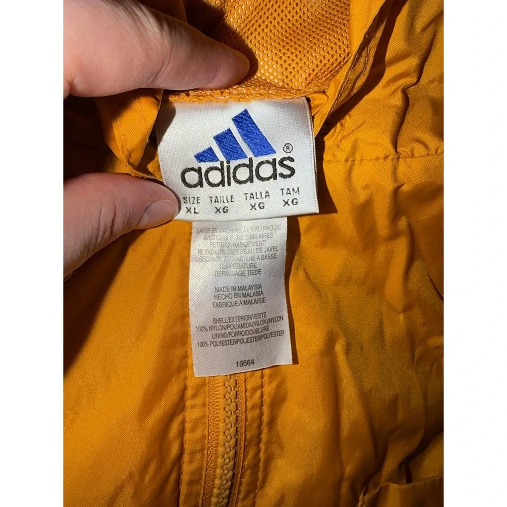 Vintage Adidas Windbreaker Jacket Nylon Mens XL Yellow Purple‎ 3 Stripe 90s